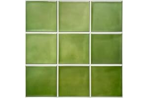Commomy 10 Pezzi Piastrelle Adesive Cucina 30 X 30cm Tonalità Quadrate Verde 3D Pannelli Murali PVC Pannelli Adesivi Per Pareti Pannelli Per Camera Da Letto,Camino,Salotto,Cucina