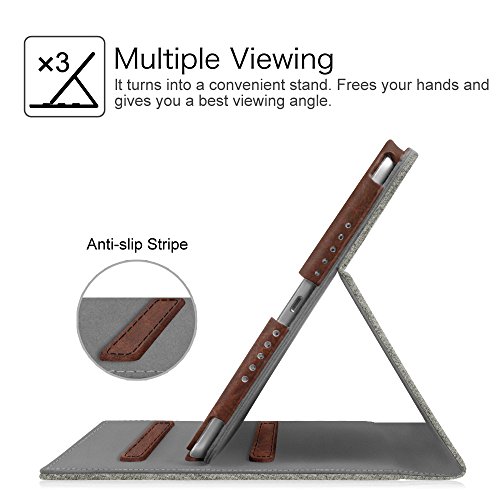 Fintie iPad 9.7 Zoll 2017 / iPad Air 2 / iPad Air Hülle – [Eckenschutz] Multi-Winkel Betrachtung Folio Stand Schutzhülle Cover Case Tasche mit Dokumentschlitze, Standfunktion, Auto Wake / Sleep für Apple iPad 2017 Neue Modell 9.7″ Retina Display Tablet, iPad Air 1/2, Denim grau - 4