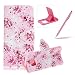 Produktbild Für Samsung Galaxy S7 Ledertasche Handy Hülle,Für Samsung Galaxy S7 Kartenfach Schutzhülle Mappe Flip Wallet Case,Herzzer Book Style Prämie [Schmetterlings Blume Muster] Standfunktion Schutz PU Leder Magnetverschluss Schale Brieftasche Tasche Hülle Case Cover für Samsung Galaxy S7 + 1 x Frei Rosa Handy Halterung Ständer + 1 x Frei Rosa Stift Stylus
