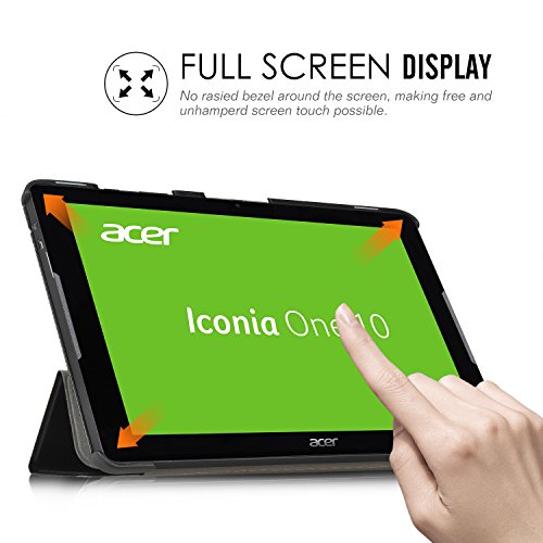 Acer Iconia One 10 B3-A30 Hülle, IVSO Ultra Schlank Superleicht Ständer Slim Leder zubehör Schutzhülle für Acer Iconia One 10 (B3-A30) 25,7 cm (10,1 Zoll HD) Tablet-PC perfekt geeignet (Schwarz) - 2