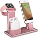 Price comparison product image YoFeW Apple Watch Stand Aluminum 4 in 1 Apple Watch Charger Dock Accessories for AirPods Charging Docks Stand for Apple Watch Series 3/ 2/ 1/ AirPods/ iPhone X/ iPhone 8/ 8 Plus/ 7/ 7 Plus /6s iPad Rose Gold