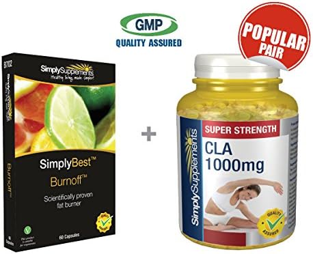 SimplyBest Burnoff 60 Capsules + Conjugated Linoleic Acid (CLA) 1000mg 120 Capsules | Weight loss Partners | 100% money back guarantee | Manufactured in the UK