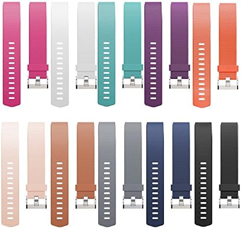 Fitbit Charge 2 Accessory Bands, Band for 2016 Fitbit Charge 2 HR, Sport Fitness Band with Secure Silicone Fasteners Metal Clasps for Fitbit Charge 2, Plastic, Pack of 10 (No Tracker) (Large)