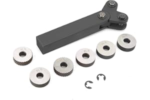 OKBYY Utensile per godronatura - Utensile per godronatura in acciaio 7 pezzi Set zigrinatura lineare a doppia ruota diagonale 0,5 mm 1 mm passo 2 mm