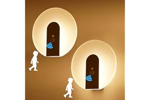 YNDD 2 Stück LED Akku Wandlampe mit Bewegungsmelder Innen, Kabellose Wandleuchte mit Schalter und Batterie, Warmweiß, USB Aufladbare Flurlampe Batteriebetrieben, für Flur Treppe Schlafzimmer, Schwarz