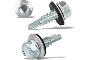 NENULL 120 viti autofilettanti per lamiera trapezoidale, 4,8 x 35 mm, viti esagonali con rondella di tenuta zincata, viti autofilettanti (argento)