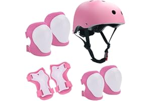 Neuytiky Ensemble de genouillères pour enfants de 3 à 10 ans, avec casque, genouillères et coudières, équipement de protection pour rollers, skateboard, vélo
