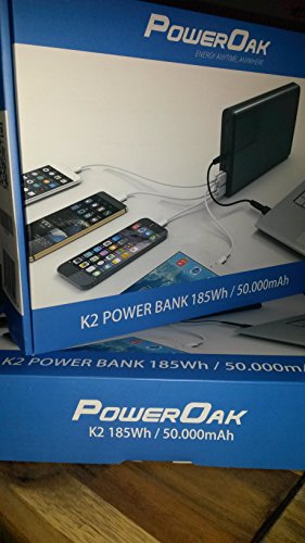 PowerOak K2 Notebook und Laptop Power Bank / 50000mah / 185wh / 6 Port 5V, 12V, 20V / 2 Jahre Garantie / Hersteller wie Sony, Dell, HP, Toshiba, Samsung, Lenovo, Acer, IBM, NEC und mehr (NICHT für Apple Laptops) und Smartphones, Tablets und andere Geräte mit USB-Ladefunktion - 3