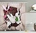 Produktbild Animal Decor Shower Curtain by, Cute Doggy Looking with Heart Shaped Glasses and Rose Puppy Humor Picture, Fabric Bathroom Decor Set with Hooks, 60 x 72 Inches, Beige Brown