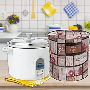 E-Retailer PVC Waterproof Automatic Cooker Cover for All Electric Rice cookers ( LXH-11X12.5 Inches, Brown & Pink, Floral Print)