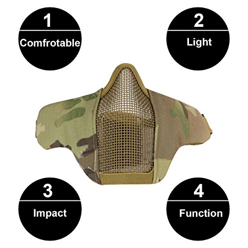 GES Tactical Foldable Half Face Mask Outdoor Equipment Mask Protective Mesh Riding Breathable Mask for Airsoft Paintball CS with Adjustable Belt Strap (CP) reviews GES Tactical Foldable Half Face Mask Outdoor Equipment Mask Protective Mesh Riding Breathable Mask for Airsoft Paintball CS with Adjustable Belt Strap (CP)