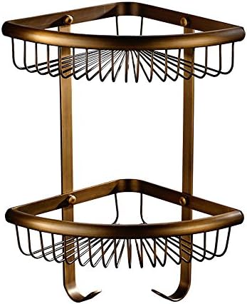 MIAORUI European style split copper bath tripod, shower room, goods rack, antique double angle basket