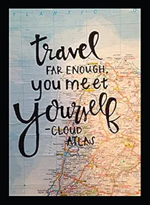 BIRDS MIND Travel Far Enough Quotes Synthetic Wood Wall Hanging Framed Poster for Home Living Room Boys Girls Bedroom Wall Frames L x H 9.5 Inches x 13 Inches