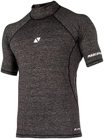 Magic Marine Mens Cube Short Sleeve Rash Vest Top - Black - UV Sun Protection and SPF Properties - UV protection (UPF 50+)