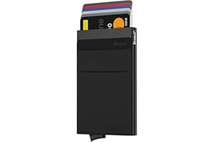 Bronzi® Portafoglio Uomo Slim Piccolo | Portacarte Uomo Donna Portatessere Porta Carte Di Credito | Portafogli Mini Protezione RFID con Portamonete | Box Regalo - Brand Italiano (Nero)