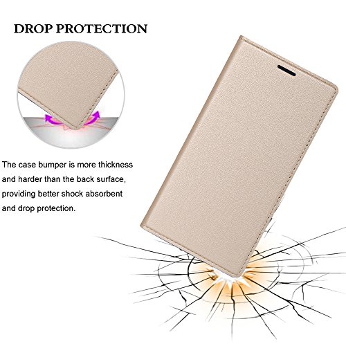 Sony Xperia X Compact Hülle,IVSO Hohe Qualität Advanced Shock Absorption Technology Case Folio Tasche Cover für Sony Xperia X Compact Smartphone 11,7 cm (4,6 Zoll) (Für Sony Xperia X Compact, Golden) - 5