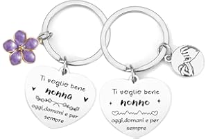 FGHJK Regalo Festa dei Nonni 2pz Portachiavi Regalo Nonna Nonno Portachiavi Nonni Idee Regalo Nonni Compleanno Natale-Incisione Fronte Retro