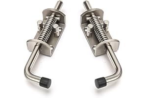 Kocusu Lot de 2 verrous à ressort en acier inoxydable 304 - Avec poignée en caoutchouc - Pour portes, fenêtres, abris de jardin, 4 x 13,5 cm