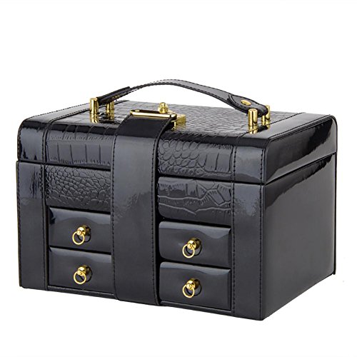 Preisvergleich Produktbild AMYMGLL Gürtel Schublade Schmuckschatulle, Schmuck Aufbewahrungsbox mit einem Spiegel , black