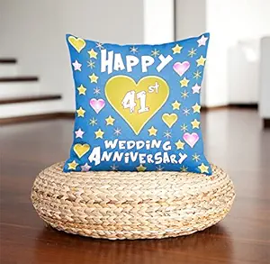DreamVio Happy 41st Anniversary Pillow,Cushion for Gifting on Birthday's & Wedding to Couple,Husband, Wife, Friends Color : Sky Blue (12 x 12 inch)