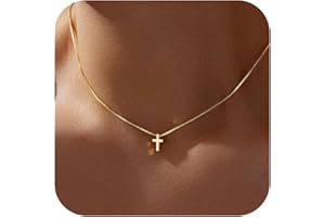 SLOONG Kreuz Kette Damen 18K Vergoldet/Silber Kette mit Kreuz Anhänger Kreuzkette Layering Cross Halskette Damen Christentum Schmuck Geschenke für Frauen Mädchen