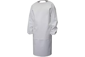 3Kamido Professional Rubber Apron with Sleeves Made of PVC Butcher Apron Meat Apron for Veterinarians Washing Apron Waterproof, White