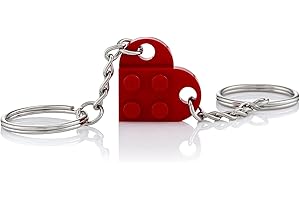 LEGO Dark Red Love Heart Keychain Keyring Valentines Birthday Gift