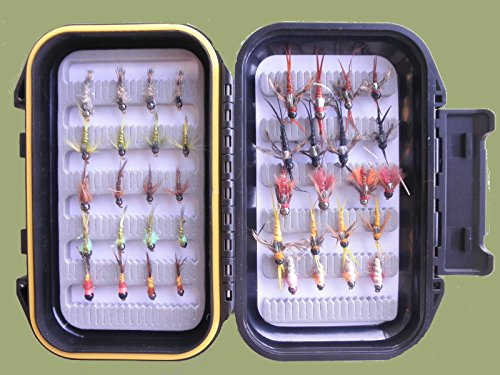 Tungsten Bead Trout Flies, Nymphs, 40 per boxed set, Mixed Size For Fly Fishing