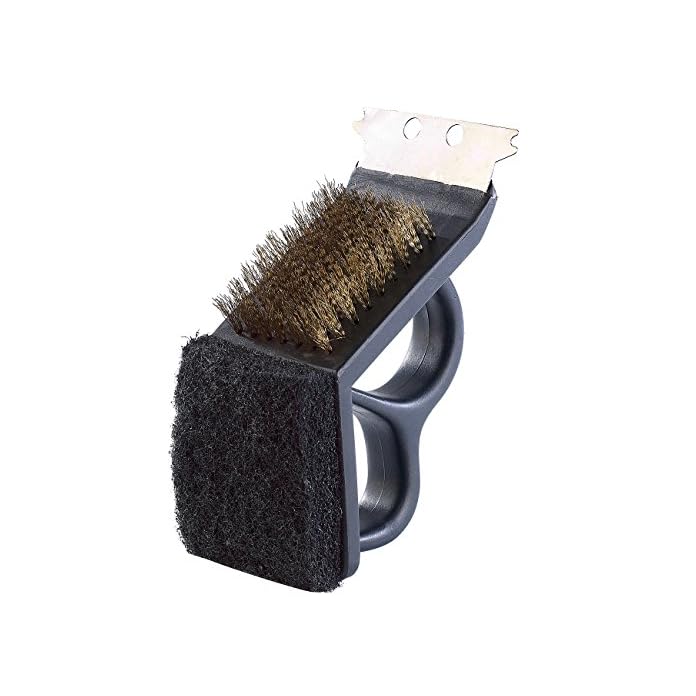 Pearl Messingbrste 3in1 Bbq Grillbrste Mit Messing Brste Reinigungs Schwamm Schaber Drahtbrste