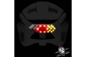 Luces de Giro para Casco de Bicicleta con Mando a Distancia Inalámbrico - WASAGA Señal de Giro de Bicicleta para Ciclismo & Luz Estroboscópica de Advertencia Trasera de 6 Modos de Luz