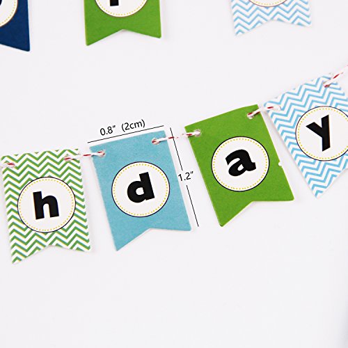 KUNGYO Ein Geburtstagstorte Topper Set Kleine Buntings Banner (blau) Cake Topper Kuchenwimpel Girlande Und Golden“One“ - 5