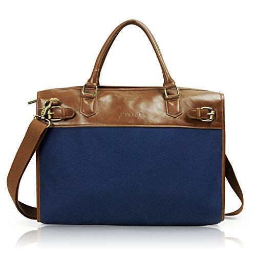 Lavievert Laptop-Tasche , aus Baumwolle , Segeltuch und PU Leder . Mit Seitwärts Banden Entworfene Klasische Laptop - Schulter - Tasche und Handtasche ( 2 in 1 ) / Notebook Gepolsterte Hülle für mehr als 15.6 Zoll Laptop ( 2 Säckechen dain, der Gepolsterte Sack für über 14 Zoll Laptop , auch geeignet für 15-Zoll MacBook , der andere Sack für über 15.6 Zoll Laptop )