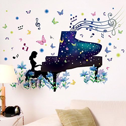 WVXCreative and romantic girl playing the piano in the music classroom school dormitory wall stickers wall decorations from paper pasted stickers
