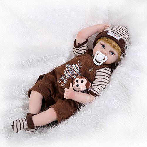 NPK 2017 Hot Gift Item Lifelike New Reborn Boy Baby Doll Soft Vinyl Silicone Newborn Dolls with Small Lovely Monkey Toy