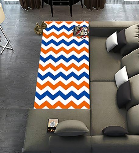 Custom Navy Deep Blue Orange Chevron,Area Rug Dining Room Home Bedroom Carpet Floor Mat 10' x 3'3"