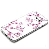 S6 Edge Hülle , Cozy Hut TPU Case Silikon Hülle für Samsung Galaxy S6 Edge Kratzfeste Plating TPU Handyhülle Schale Etui Protective Case Hülle Gummi Bumper Cover Schutz Schale Siliconcase Silikon Tasche Schutzhülle für Samsung Galaxy S6 Edge – Plum Blume - 2
