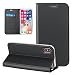 Produktbild iPhone X Abdeckungs-Fall, CaseforYou [Stoßfest] [Anti-Kratz] [Ultra dünn] Flip-Cover Handyhülle Magnetische Schale Schutzhülle PU-Lederbezug Brieftasche Fall Bumper Hülle Ständer Ledertasche mit Kartensteckplätzen für iPhone Xdunkel grau
