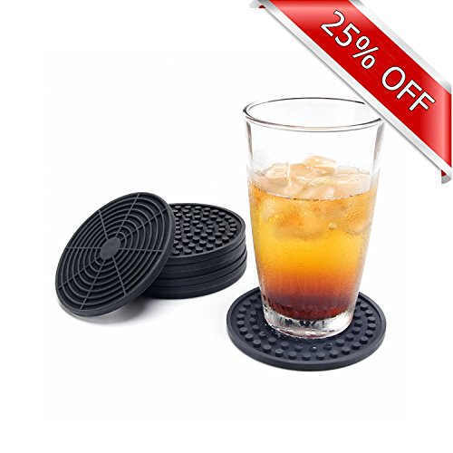Silikon-Untersetzer - 8 Stück Schwarz Glasuntersetzer-Set Onderzetters für Bar, Wohnzimmer, Küche, von SveBake