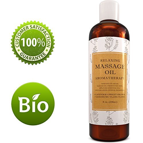 Relaxing Massage Oil - Aromatherapy Essential Oils - Cold Pressed With Antioxidant Rich Lavender Pure Jojoba & Sweet Almond Oil - Great For Sensitive Skin For Women & Men by Maple Holistics