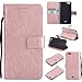 Produktbild Wiko Pulp FAB 4G Hülle, SpiritSun Ledertasche Schutzhülle für Wiko Pulp FAB 4G Folio PU Leder Tasche Case Cover Bookstyle mit Standfunktion und Kredit Kartenfächer - Tribal Lotus Blume Muster - Rosa Gold