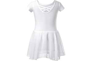 DGSHIRLDJO Ragazza Vestito da Balletto Danza Tutu Corpo Ginnastica Cotone Manica Corta con Chiffon Gonna