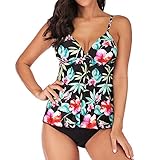 Moserian Damen Bademode Plus Size Print Tankini Swimjupmsuit Badeanzug Beachwear Gepolsterte Badebekleidung