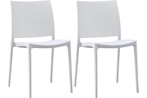 CLP Lot de 2 chaises de Jardin Meton, empilables en Plastique, faciles à Entretenir, résistantes UV, 150 kg Max, Couleur:Blanc