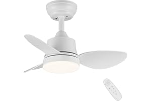 Newday Ventilatore da Soffitto con Luce e Telecomando Bianco, 61cm Pala Soffitto con Luce Dimmerabile, Silenzioso Ventilatori da Soffitto con Lampada Piccolo Funzione di Memoria 6 Velocità DC Motore