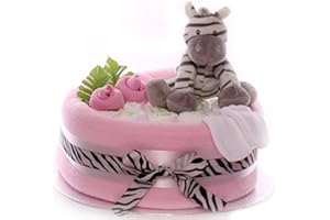 MY KIND OF GIFT Zebra Nappy Cake, Baby Girl Nappy Cake, one Tier Nappy Cake Gift