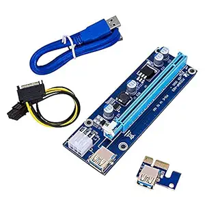 Verilux Version 009S Gold PCI-E 1x to 16x Powered USB 3.0 Extender Riser Adapter Card 6 PIN Power GPU Board 3 Led Bitcoin Litecoin