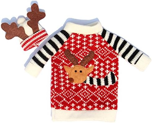 Fulla2116 Christmas Reindeer Pattern Wine Thermos Bottle Pouch Bag