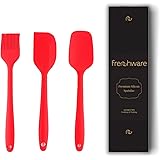 Frenchware (Set of 3) Small Spatula, Small Spoon & Brush, Non-Stick Silicon Spatula Set for Cooking & Baking, Heat-Resistant 