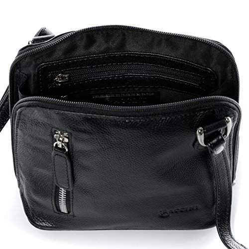 BACCINI Umh  ngetasche CYNTHIA - Ledertasche mit Schultergurt klein - Schultertasche echt Leder schwarz