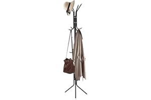 GENERIC Coat Stand with 12 Hooks Coat Rack 3 Tier Freestanding Metal Hanger hat stand Multifunctional Handbag Jacket Umbrella Hanging Organiser for Homes Office Entryway Hallway Black 175CM
